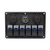 YJ-SP-007-P 12V 24V 6 Gang LED Rocker Switch Panel USB Car Charger for 4WD Boat Caravan