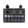 YJ-SP-007-P 12V 24V 6 Gang LED Rocker Switch Panel USB Car Charger for 4WD Boat Caravan
