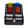 YJ-FB-12-N 12-Way Fuse Box Block Holder with LED Indicator Waterproof
