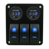 YJ-SP-DU3 3 Rocker Switch + Dual Voltmeter Voltage Display Panel for Car 4WD Boat Caravan