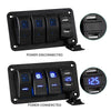 YJ-SP-34 12V 24V 4 Gang Slimline LED Rocker Switch Panel USB Car Charger for 4WD Boat Caravan