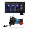 YJ-SP-34 12V 24V 4 Gang Slimline LED Rocker Switch Panel USB Car Charger for 4WD Boat Caravan
