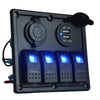 YJ-SP-008 12V 24V 4 Gang LED Rocker Switch Panel USB Car Charger for 4WD Boat Caravan