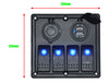 YJ-SP-008 12V 24V 4 Gang LED Rocker Switch Panel USB Car Charger for 4WD Boat Caravan