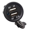YJ-DS2013 Dual USB Car Charger Socket Waterproof Power Outlet 12V/24V 1.0A & 2.1A