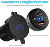 YJ-DS2026 36W Fast Type-C + PD3.0 Quick Charge 3.0 USB Car Charger Socket with LED Digital Voltmeter