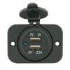 YJ-DS2213 Dual USB Car Charger Socket Waterproof Power Outlet 12V/24V 1.0A & 2.1A with One Hole Panel