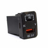 YJ-TVQ-T001N PD Type C + QC 3.0 USB Charger with Volt Display for Small Toyota Push Button Switch Blue LED - New Model