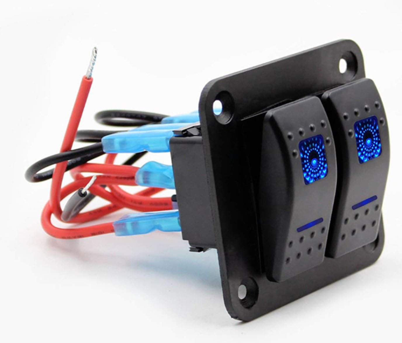 YJ-SP-A02 12V 24V 2 Gang Slimline LED Rocker Switch Panel for 4WD Boat Caravan