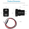 YJ-UVU-T001N Dual USB Charger + Volt Display for Small Toyota Push Button Switch Blue LED - New Model