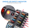 YJ-FB-12-N 12-Way Fuse Box Block Holder with LED Indicator Waterproof