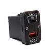 YJ-TVQ-T001O PD Type C + QC 3.0 USB Charger with Volt Display for Large Toyota Push Button Switch Blue LED - Old Model
