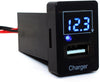 YJ-VU-T001N Single USB Charger + Volt Display for Small Toyota Push Button Switch Blue LED - New Model