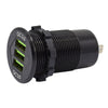 YJ-DS2158 12V/24V Triple QC3.0 Quick Charge 3.0 Dual USB Car Charger Socket