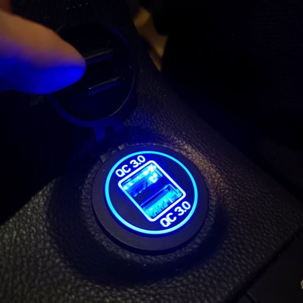 YJ-DS8009S 12V/24V QC3.0 Quick Charge 3.0 Dual USB Car Charger Socket with Touch Switch