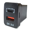YJ-ST132B-N PD Type C + QC 3.0 USB Charger for Small Toyota Push Button Switch Blue LED - New Model