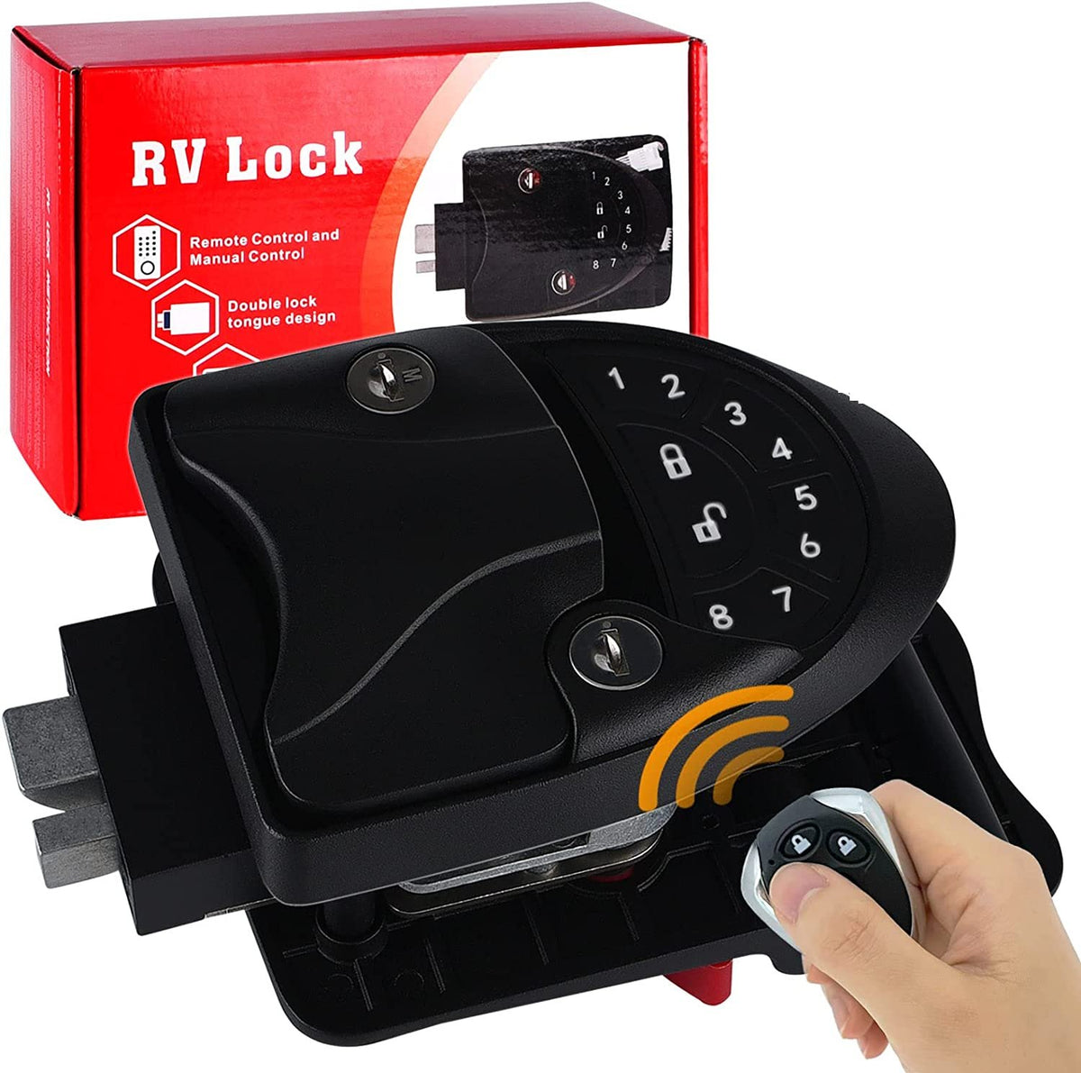 RV Keyless Entry Door Lock with Remote Control FOB & Keypad for Carava