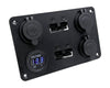 YJ-ADS-03 12V/24V Panel Flush Surface Mount, Dual USB Charger Port, Double Anderson Plug, Digital Voltmeter, Double Cigarette Lighter Socket