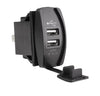 YJ-UCC-T004 3.1A DC 5V 12-24V Rocker Style Car USB Charger - with Blue LED Light Dual USB Power Socket