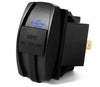 YJ-UCC-T005 4.2A DC 5V 12-24V Rocker Style Car USB Charger - with Blue LED Light Dual USB Power Socket