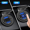 YJ-DS2082 12V 56W Dual QC 3.0 and PD Port USB Car Charger Socket with Voltmeter & Button