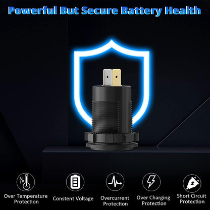YJ-DS2082 12V 56W Dual QC 3.0 and PD Port USB Car Charger Socket with Voltmeter & Button