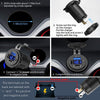 YJ-DS2083 12V 58W Dual PD and QC 3.0 Port USB Car Charger Socket with Voltmeter & Button