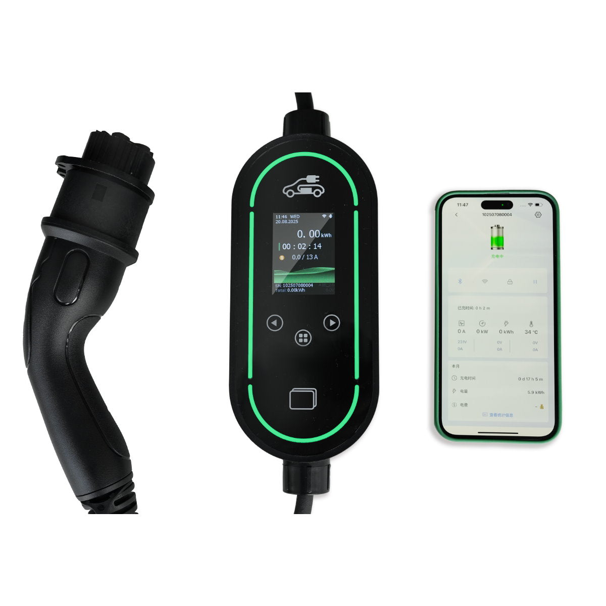 Single Phase 7.4Kw Portable EV Charger - 3 Pin 32amp Plug