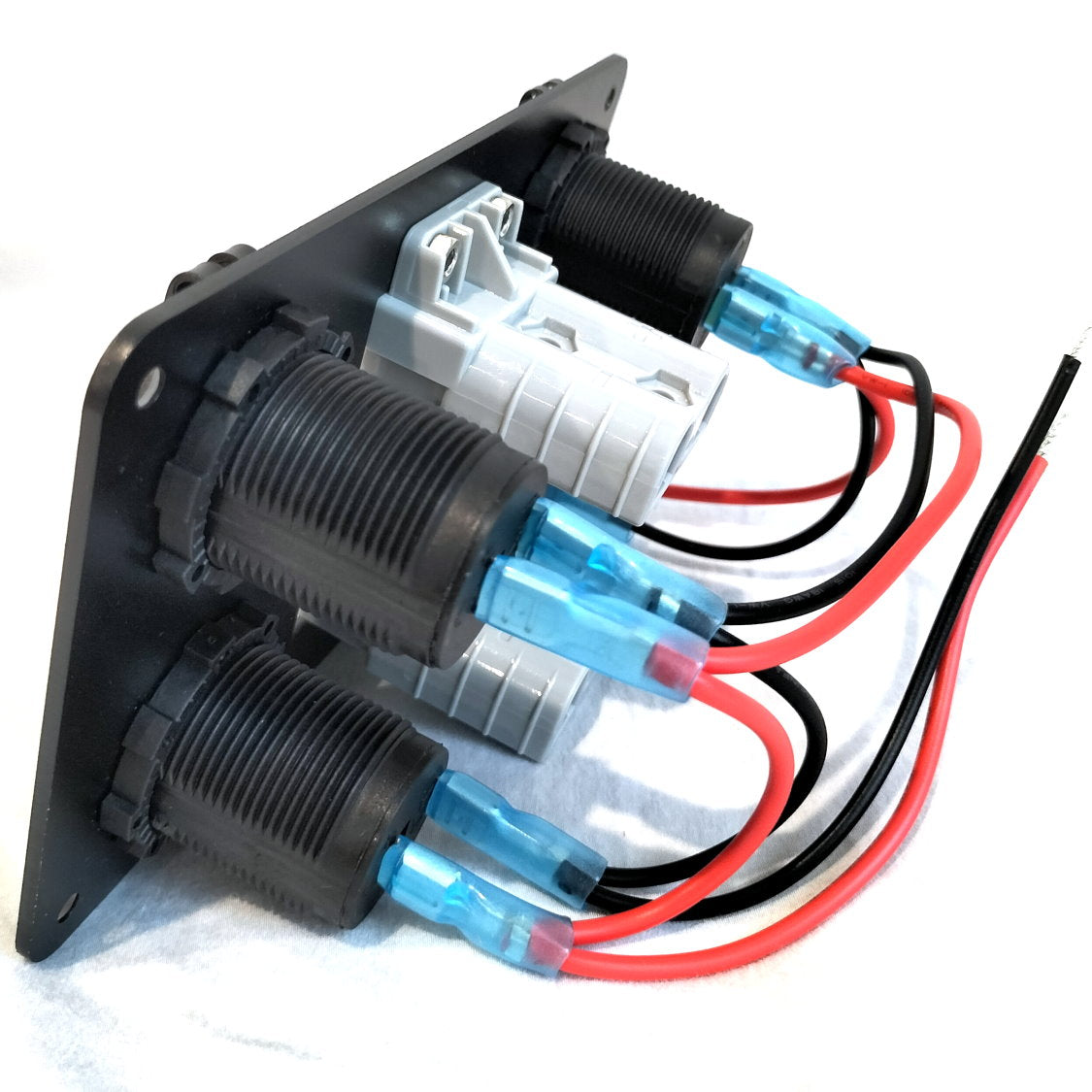 YJ-ADS-03 12V/24V Panel Flush Surface Mount, Dual USB Charger Port, Double Anderson Plug, Digital Voltmeter, Double Cigarette Lighter Socket