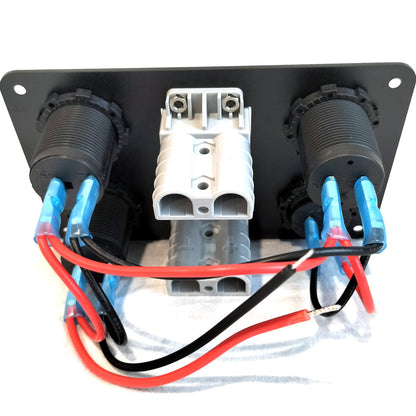 YJ-ADS-03 12V/24V Panel Flush Surface Mount, Dual USB Charger Port, Double Anderson Plug, Digital Voltmeter, Double Cigarette Lighter Socket