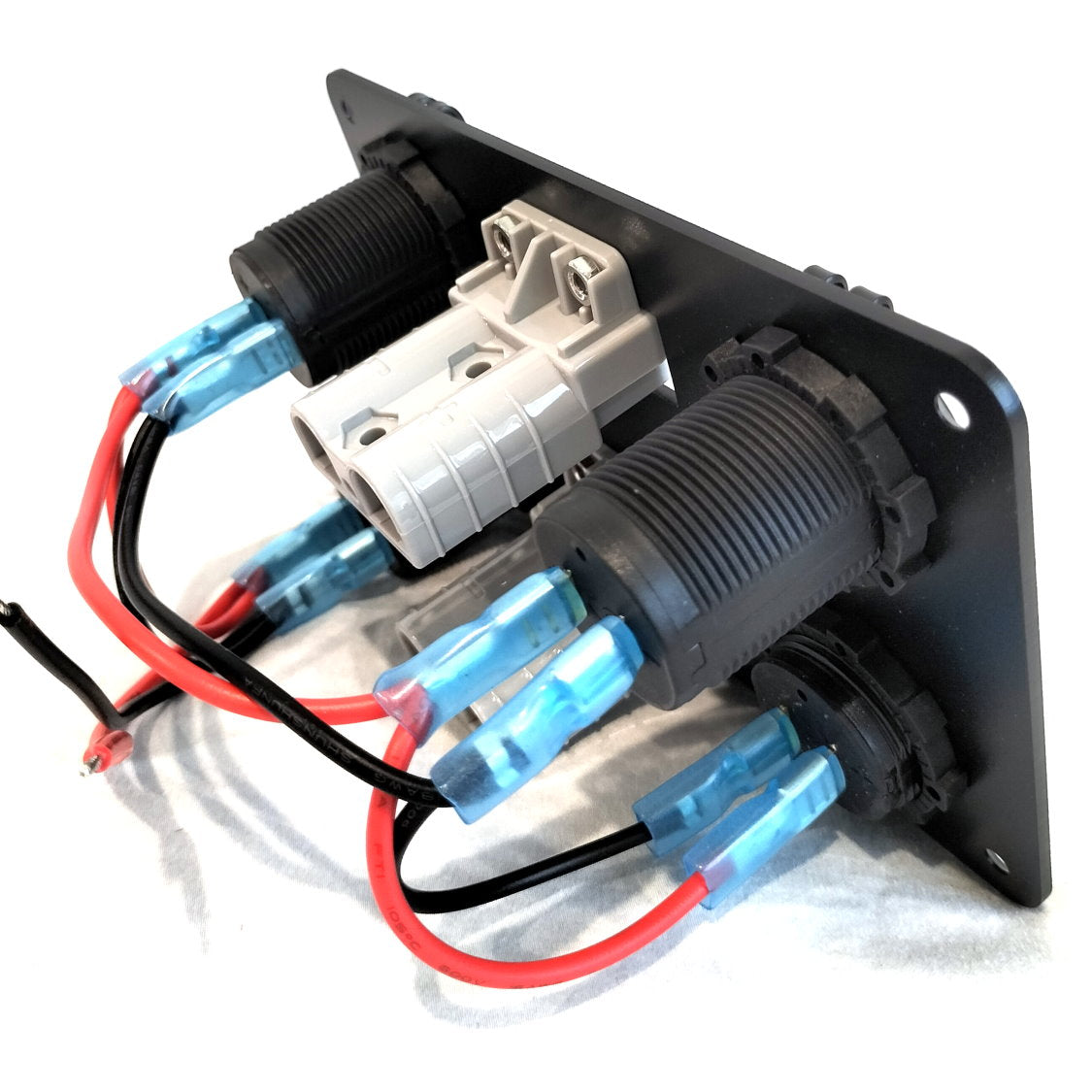 YJ-ADS-03 12V/24V Panel Flush Surface Mount, Dual USB Charger Port, Double Anderson Plug, Digital Voltmeter, Double Cigarette Lighter Socket