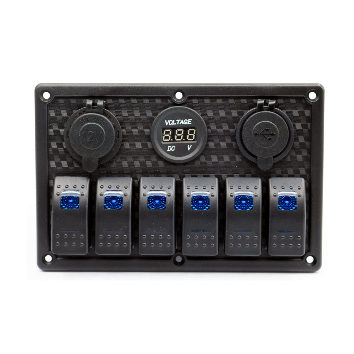 YJ-SP-007-P 12V 24V 6 Gang LED Rocker Switch Panel USB Car Charger for 4WD Boat Caravan