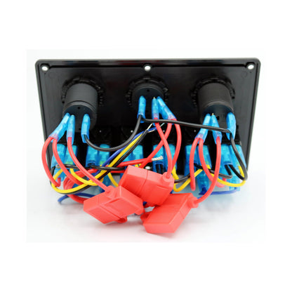 YJ-SP-007-P 12V 24V 6 Gang LED Rocker Switch Panel USB Car Charger for 4WD Boat Caravan