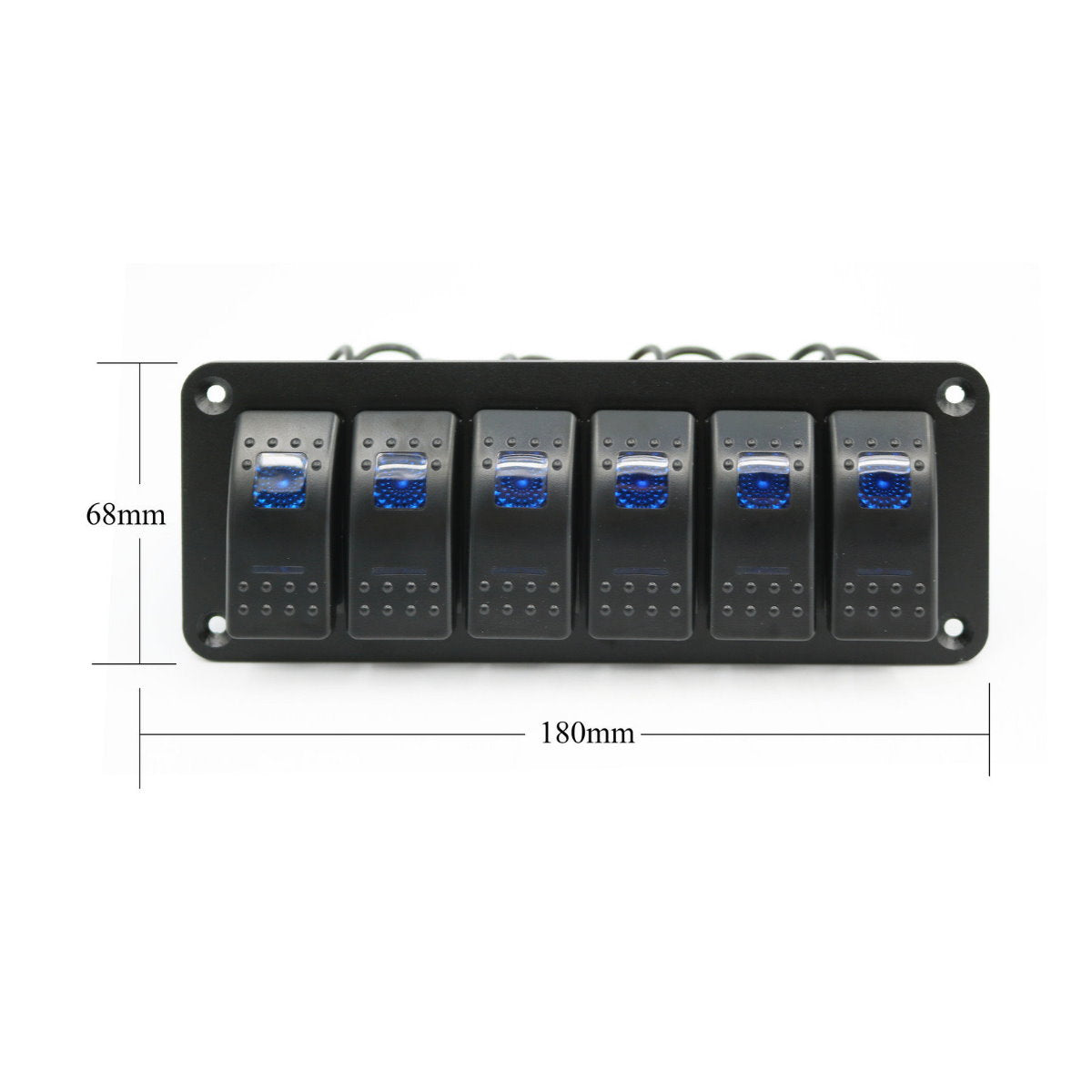 YJ-SP-A06 12V 24V 6 Gang Slimline LED Rocker Switch Panel for 4WD Boat Caravan