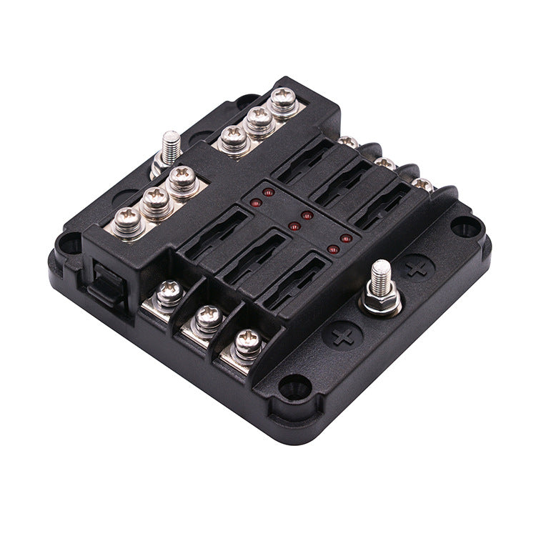 YJ-FB-6-N 6-Way Fuse Box Blade Fuse Block Holder Screw Nut Terminal W/Negative Bus