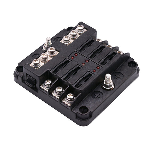 YJ-FB-6-N 6-Way Fuse Box Blade Fuse Block Holder Screw Nut Terminal W/Negative Bus