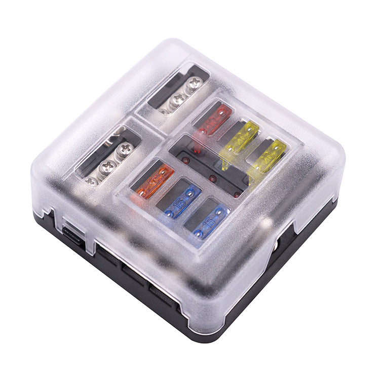 YJ-FB-6-N 6-Way Fuse Box Blade Fuse Block Holder Screw Nut Terminal W/Negative Bus