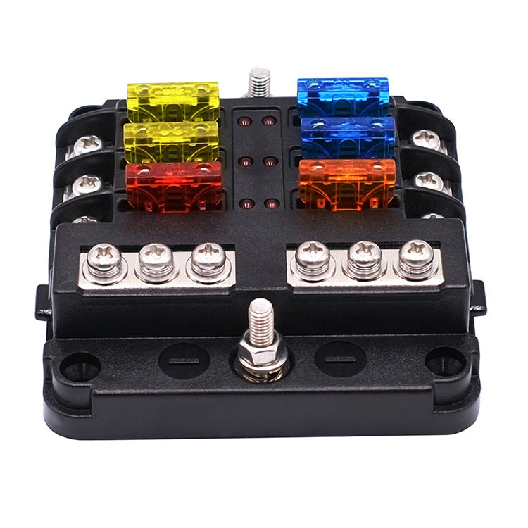 YJ-FB-6-N 6-Way Fuse Box Blade Fuse Block Holder Screw Nut Terminal W/Negative Bus