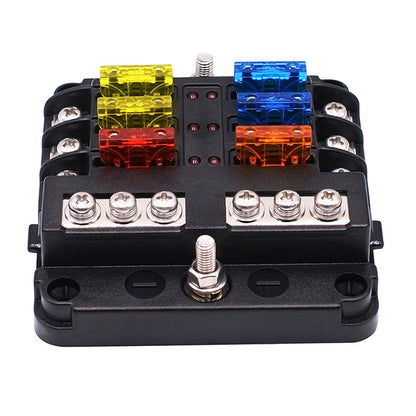 YJ-FB-6-N 6-Way Fuse Box Blade Fuse Block Holder Screw Nut Terminal W/Negative Bus