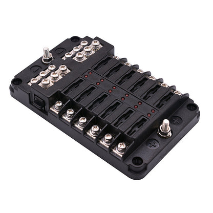 YJ-FB-12-N 12-Way Fuse Box Block Holder with LED Indicator Waterproof