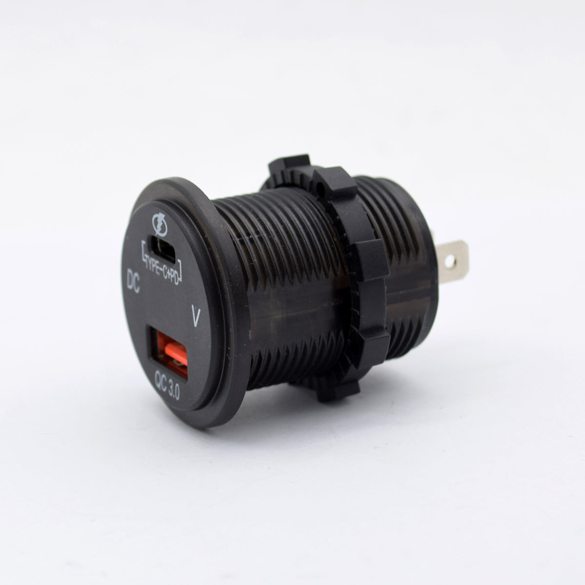 YJ-DS2026 36W Fast Type-C + PD3.0  Quick Charge 3.0 USB Car Charger Socket with LED Digital Voltmeter