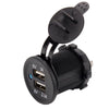 YJ-DS2013 Dual USB Car Charger Socket Waterproof Power Outlet 12V/24V 1.0A & 2.1A