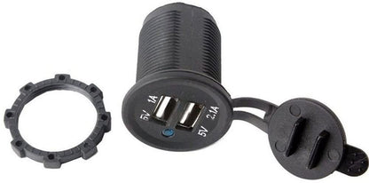 YJ-DS2013 Dual USB Car Charger Socket Waterproof Power Outlet 12V/24V 1.0A & 2.1A