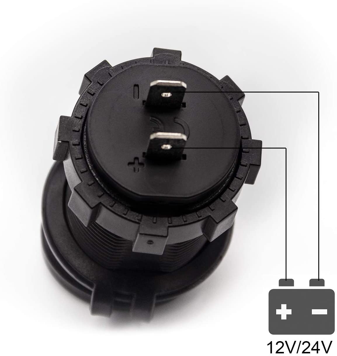 YJ-DS2013 Dual USB Car Charger Socket Waterproof Power Outlet 12V/24V 1.0A & 2.1A