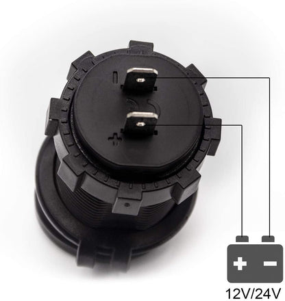 DS2015 Dual USB Car Charger Socket Waterproof Power Outlet 12V/24V 1.0A & 2.1A with Blue LED Light
