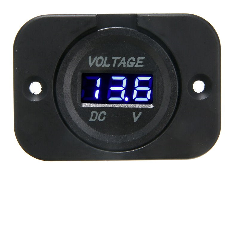 YJ-DS4210 DC 12V 24V Car Voltmeter with LED Digital Display Panel, Waterproof Voltage Gauge Meter with Blue Light