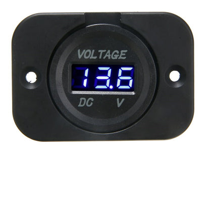 YJ-DS4210 DC 12V 24V Car Voltmeter with LED Digital Display Panel, Waterproof Voltage Gauge Meter with Blue Light