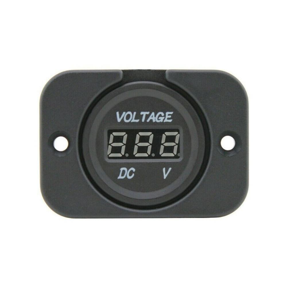 YJ-DS4210 DC 12V 24V Car Voltmeter with LED Digital Display Panel, Waterproof Voltage Gauge Meter with Blue Light