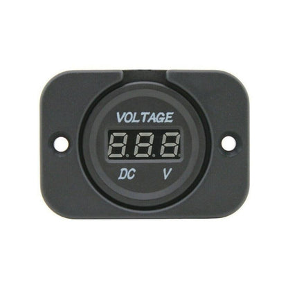 YJ-DS4210 DC 12V 24V Car Voltmeter with LED Digital Display Panel, Waterproof Voltage Gauge Meter with Blue Light