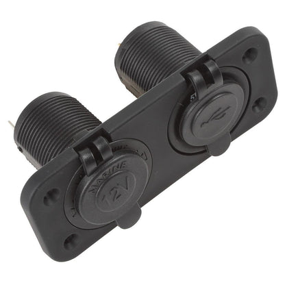 DS5-1011/2013  DC 12V 24V Cigarette Socket + Dual USB with Two Hole Panel